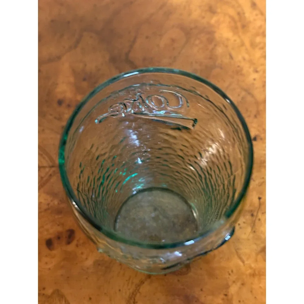 Vintage Coca Cola Mini Glass 4 Inch Georgia Green Pebbled Texture Coke Juice Cup